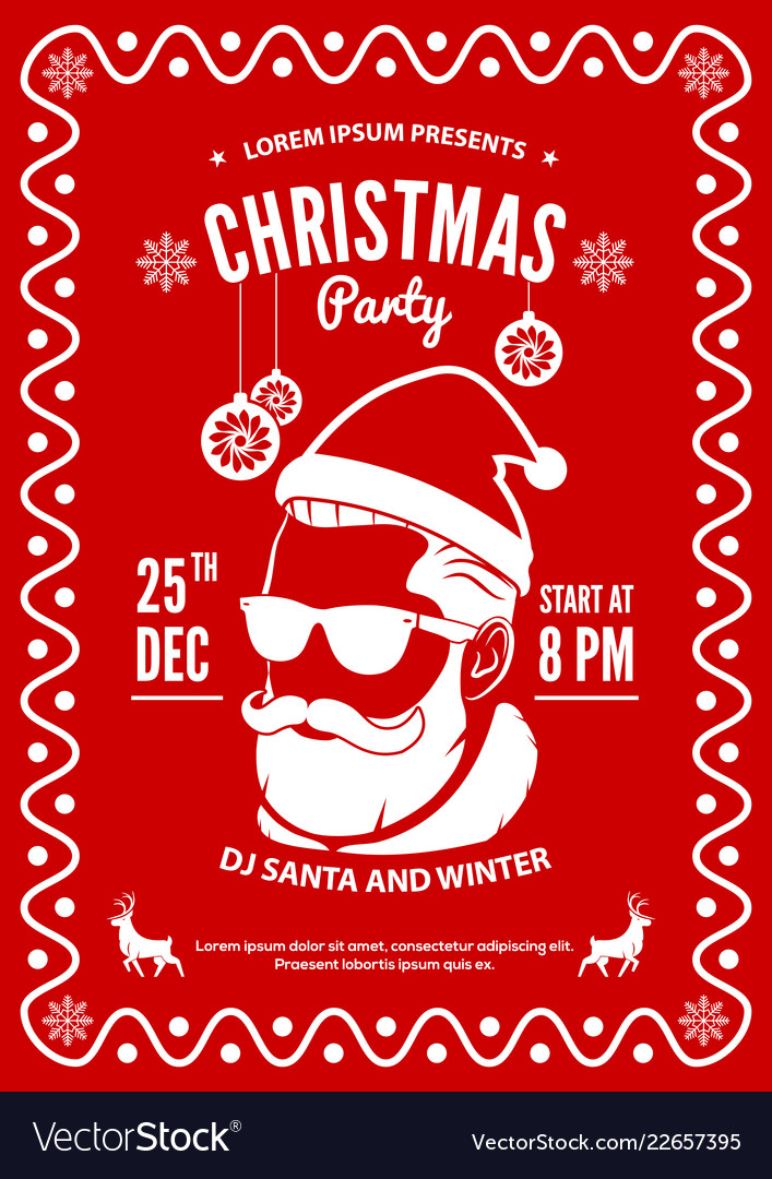 christmas party invitation flyer or poster design vector image