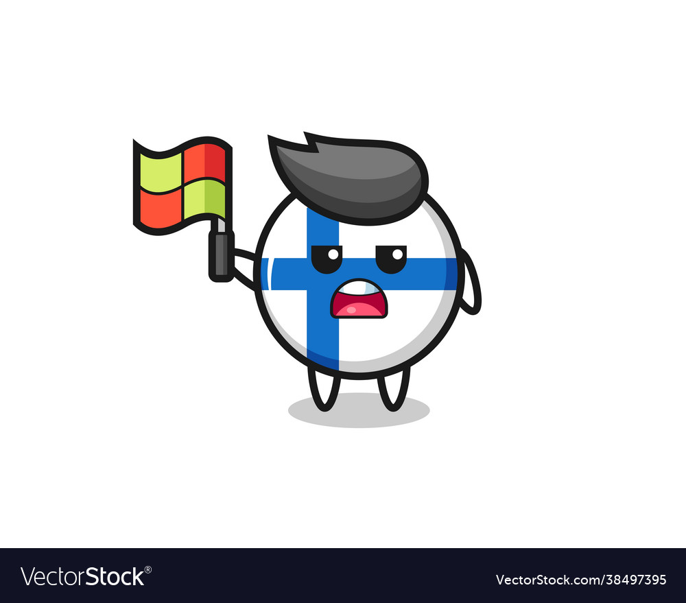 Finland flag badge character as line judge vector image Finland flag badge character as line judge