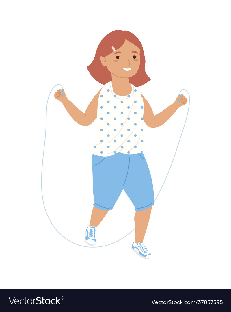 Girl jumping rope Royalty Free Vector Image - VectorStock