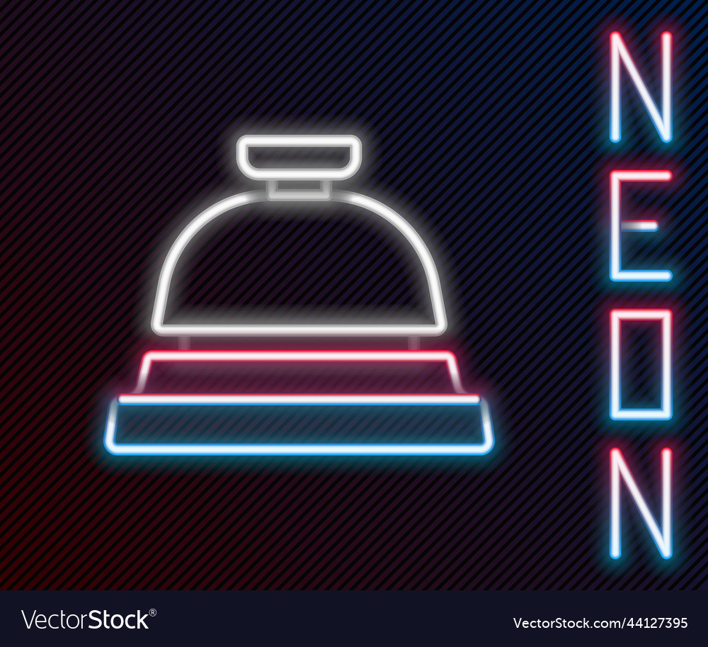 Glowing neon line hotel service bell icon isolated vector image Glowing neon line hotel service bell icon isolated