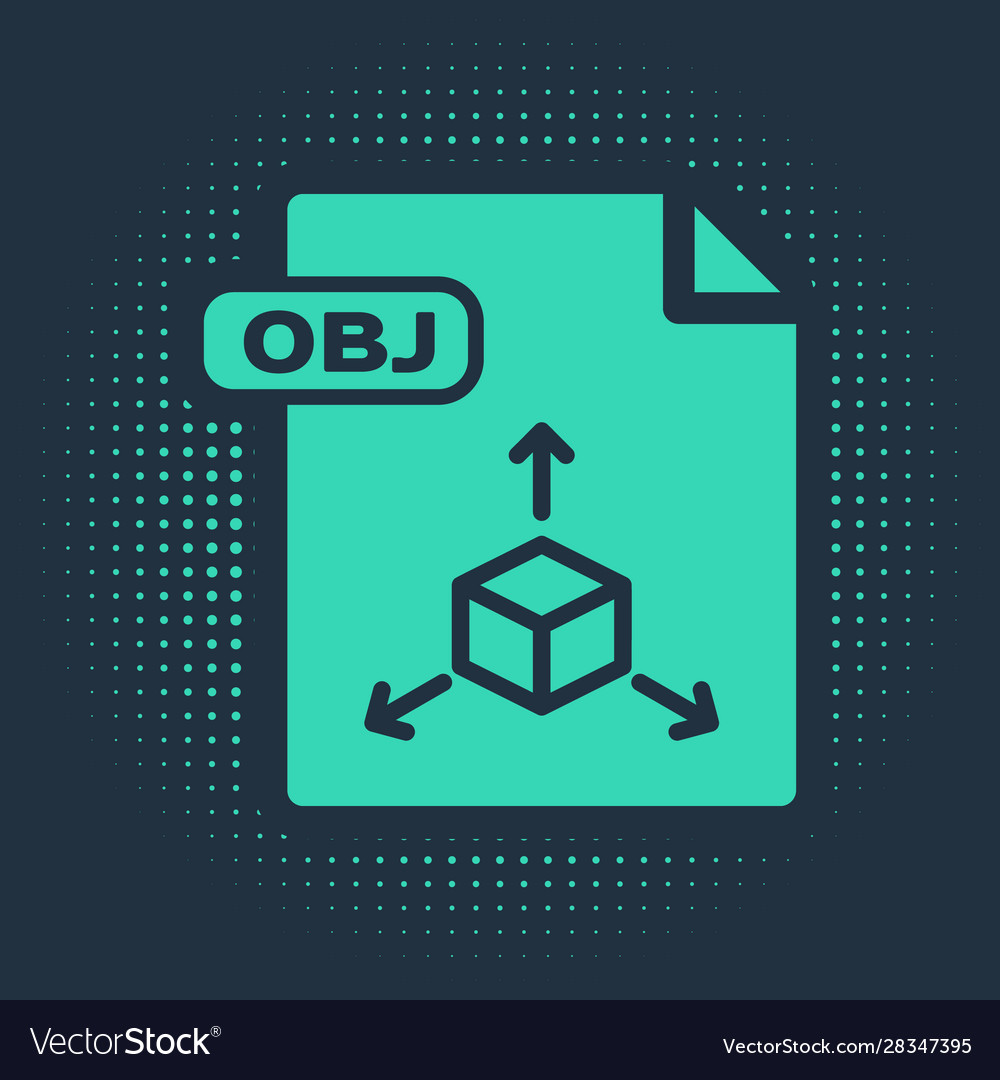 Green obj file document download button icon vector image Green obj file document download button icon