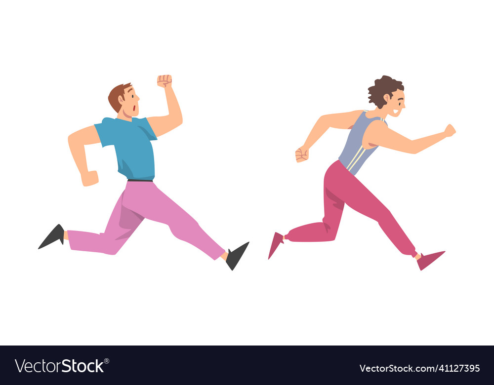 Man character running in a hurry and hasten vector image Man character running in a hurry and hasten