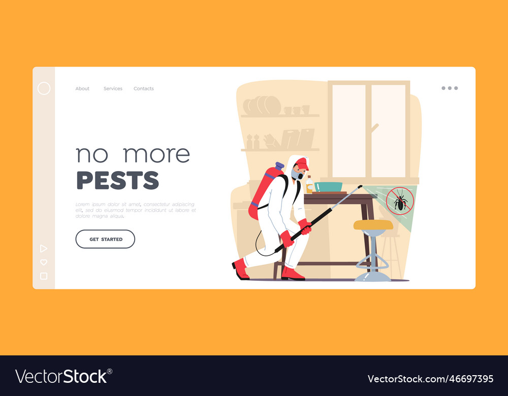 Pest Control Landing Page Template Exterminator Vector Image 0518