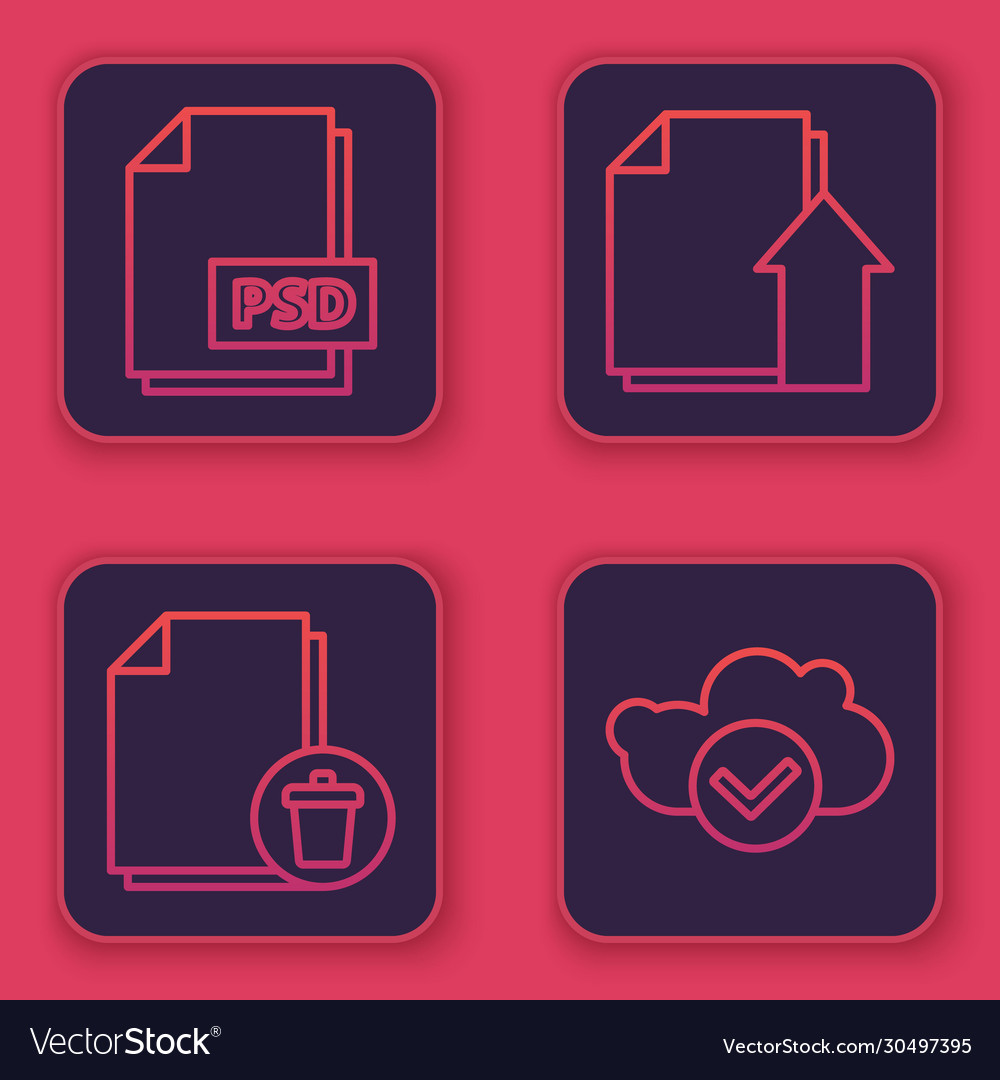 Set line psd file document delete vector image Set line psd file document delete
