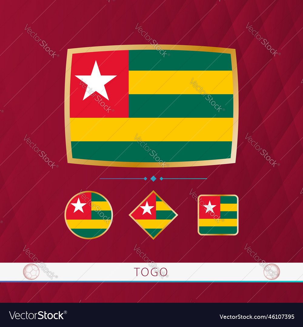 Set of togo flags with gold frame for use