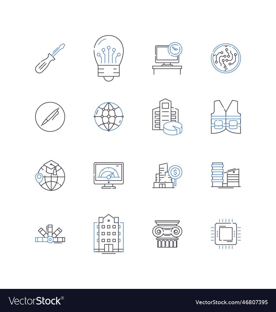 Skillful execution line icons collection vector image Skillful execution line icons collection