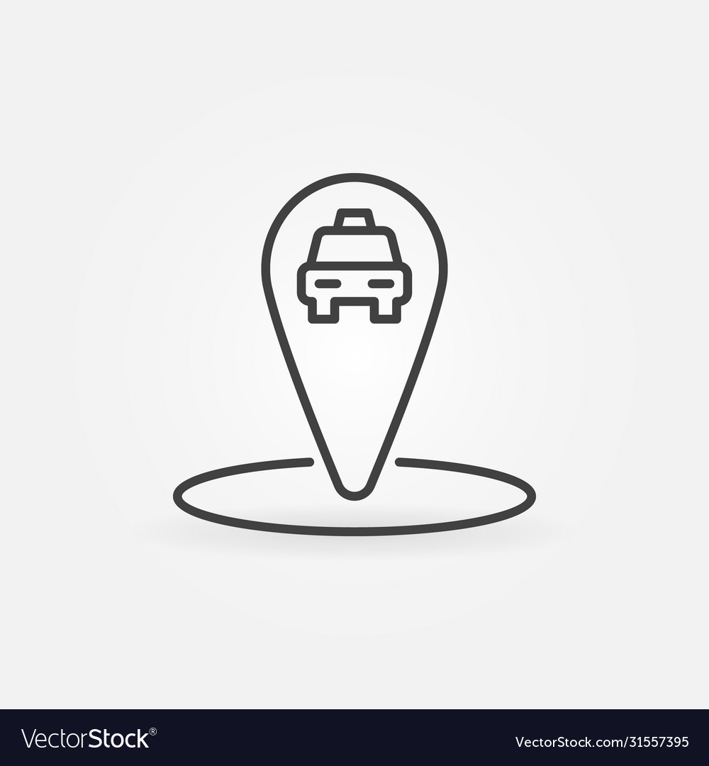 Taxi map pointer or pin concept linear icon vector image Taxi map pointer or pin concept linear icon