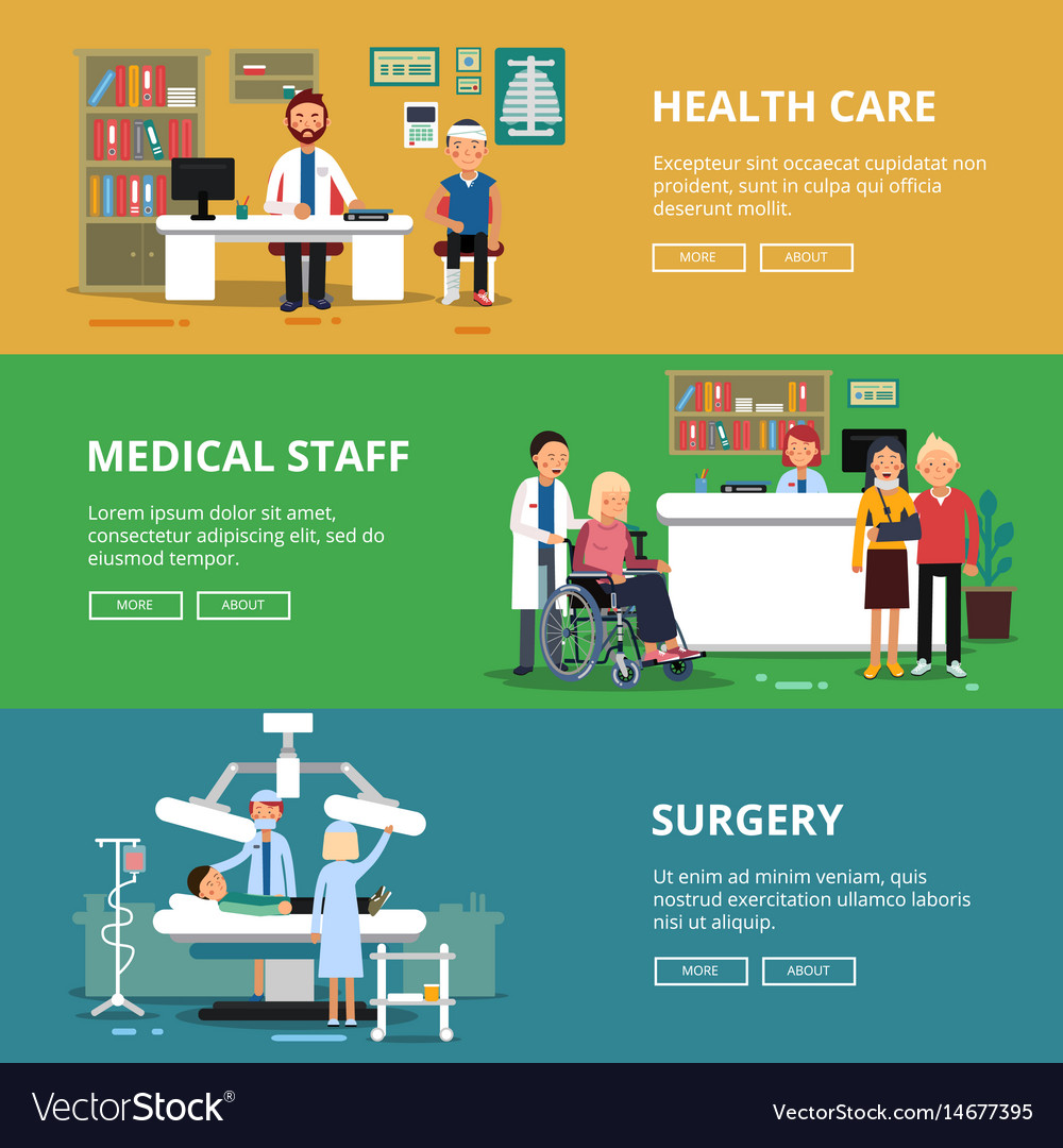 Three Horizontal Banners Of Healthcare Royalty Free Vector