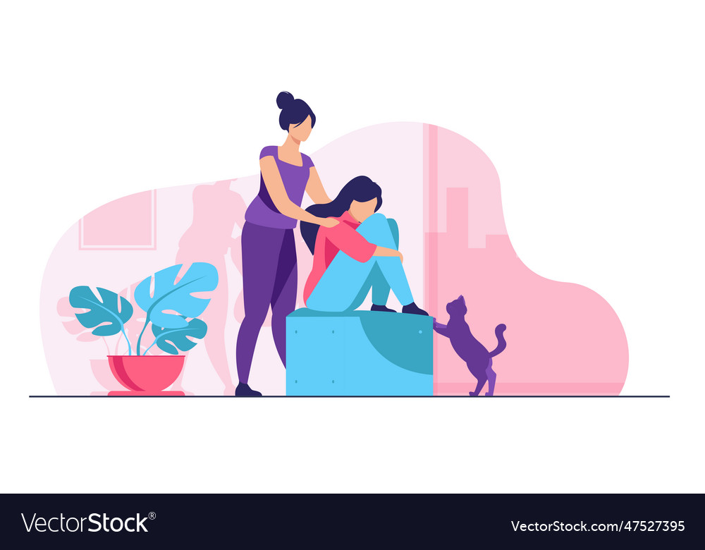 Woman giving comfort and support to friend vector image Woman giving comfort and support to friend