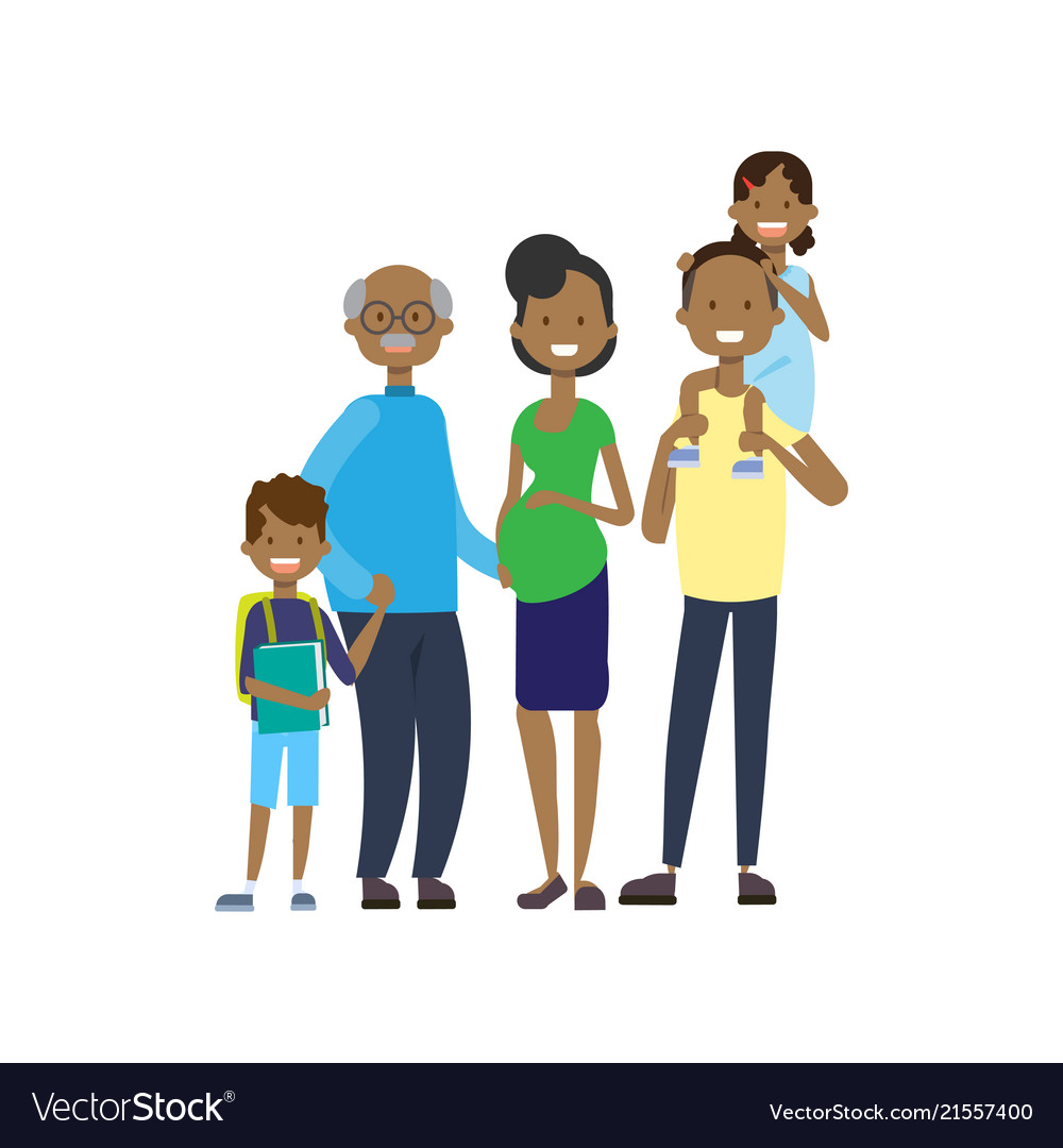 African grandparents parents children Royalty Free Vector