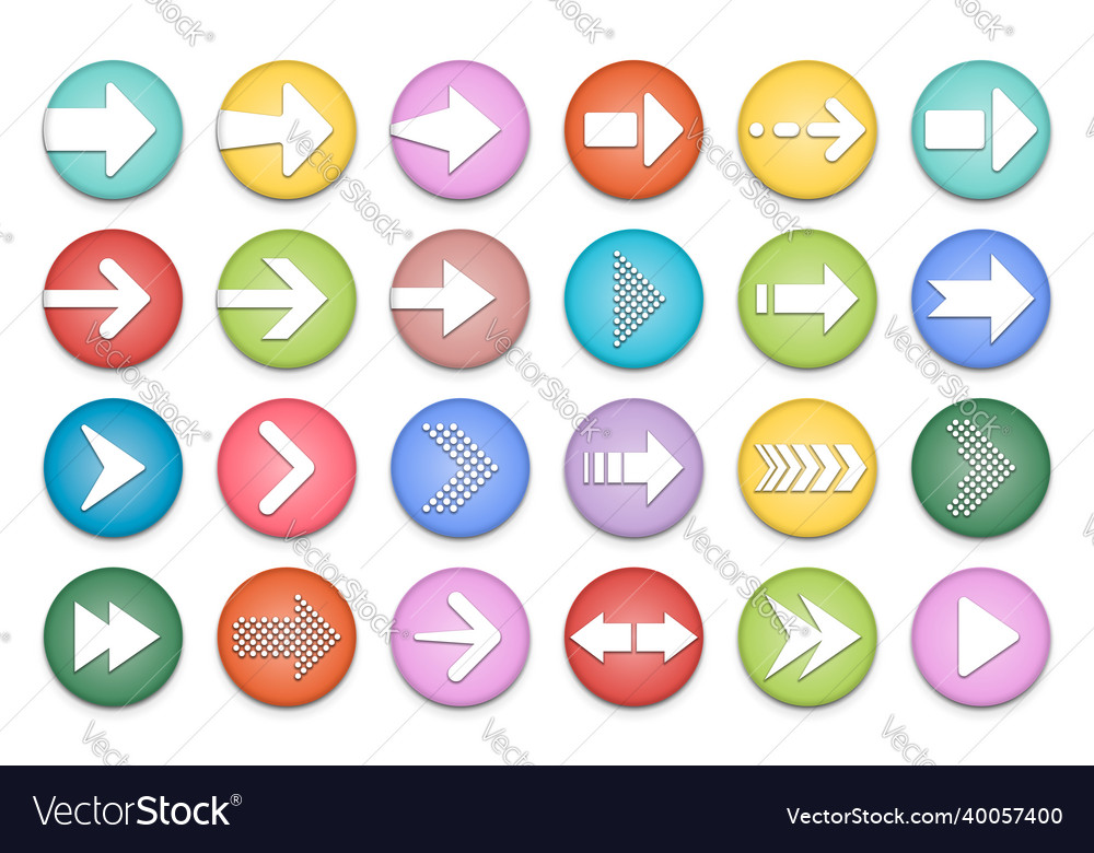 Arrow button icon set icons on circle vector image Arrow button icon set icons on circle