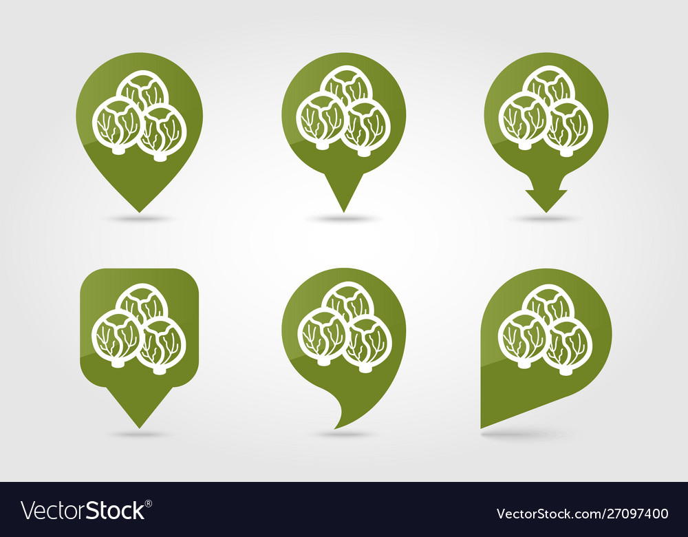 Brussels sprouts flat pin map icon vegetable