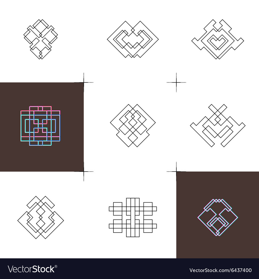 Geometric linear art elements set of hipster style