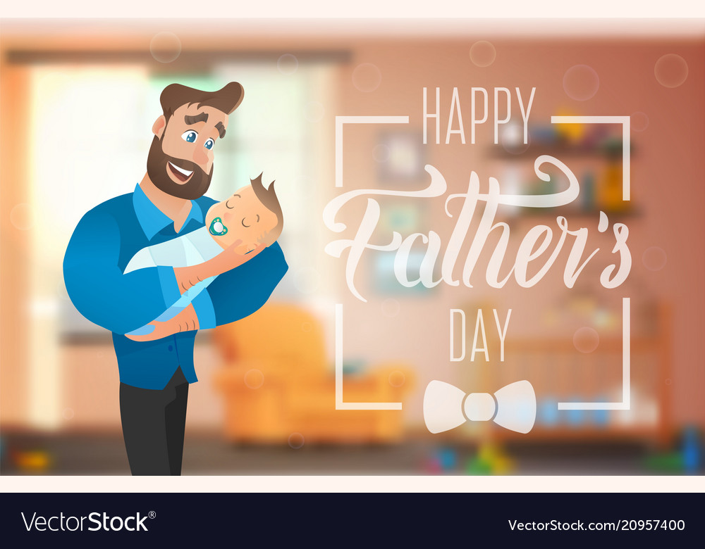 Happy fathers day banner with cartoon characters