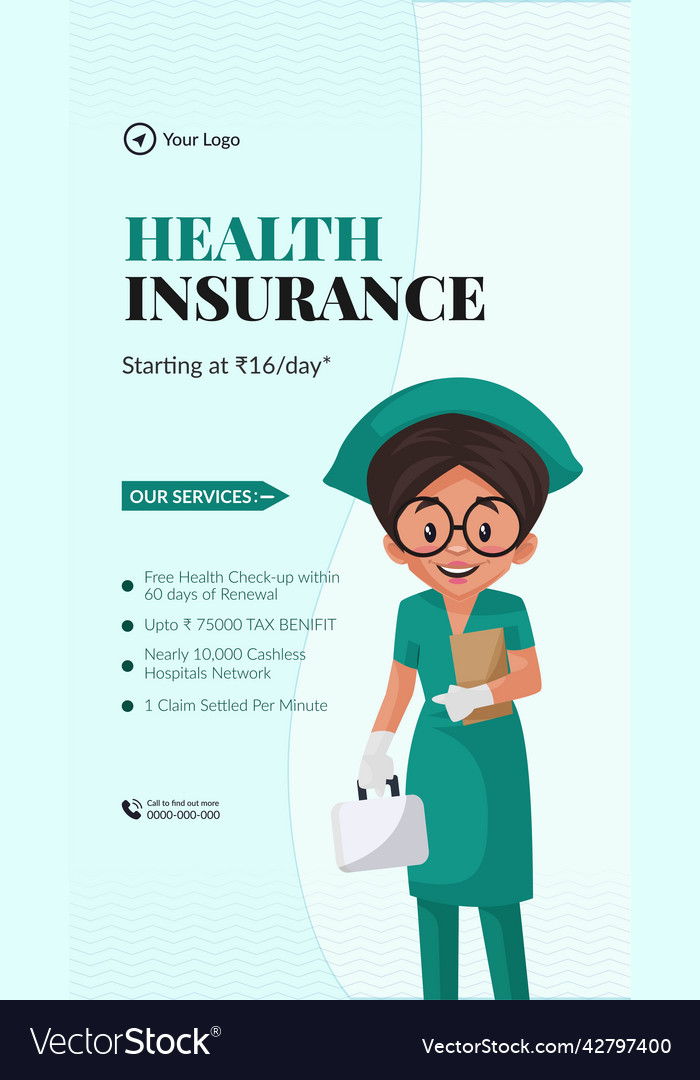 Health insurance portrait template design Vector Image