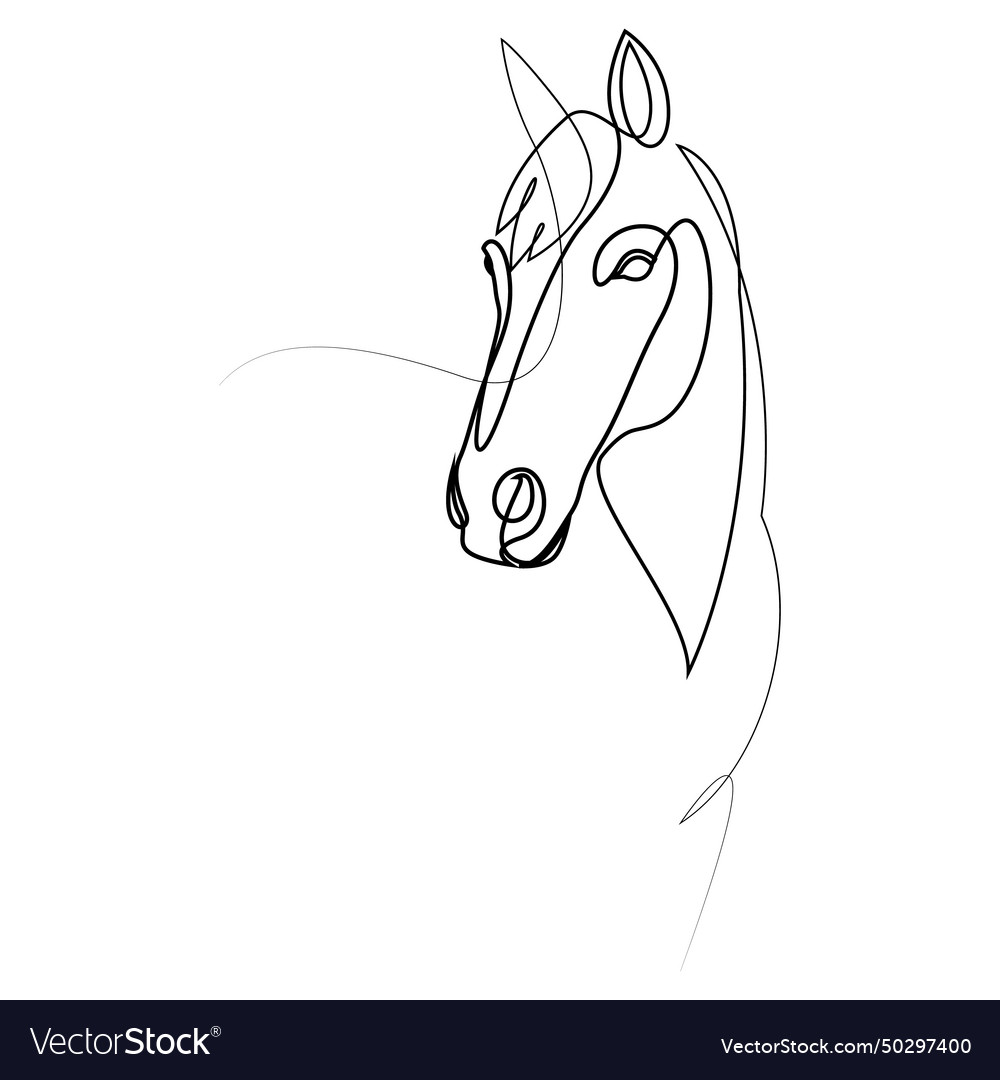 Horse portrait one line drawing Royalty Free Vector Image