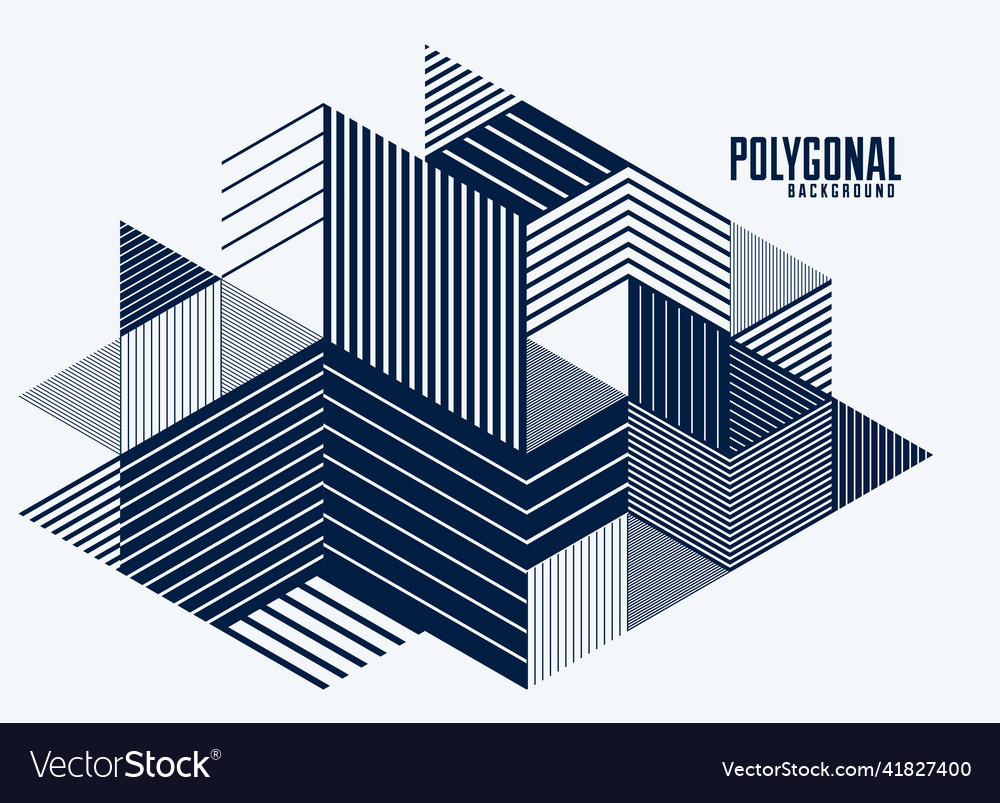 Line design 3d cubes and triangles abstract vector image Line design 3d cubes and triangles abstract