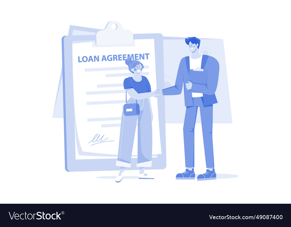 Man with the loan agreement Royalty Free Vector Image