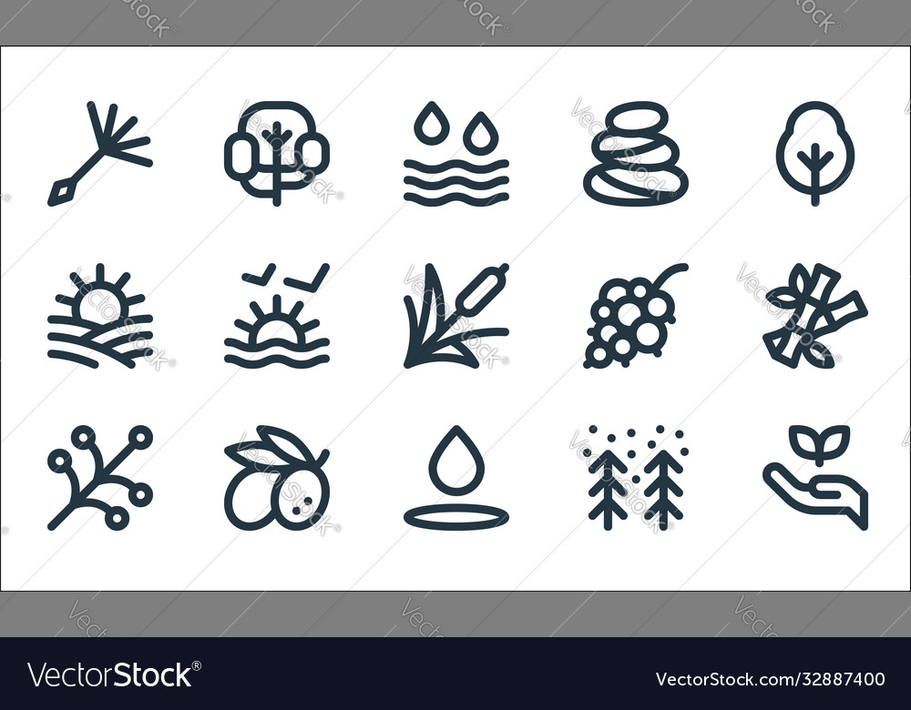 Nature line icons linear set quality vector image Nature line icons linear set quality