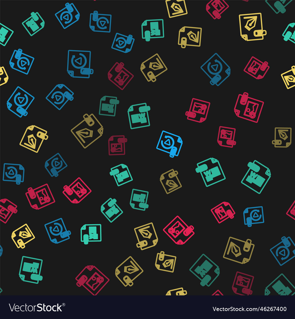 Set line gif file document doc ai vector image Set line gif file document doc ai
