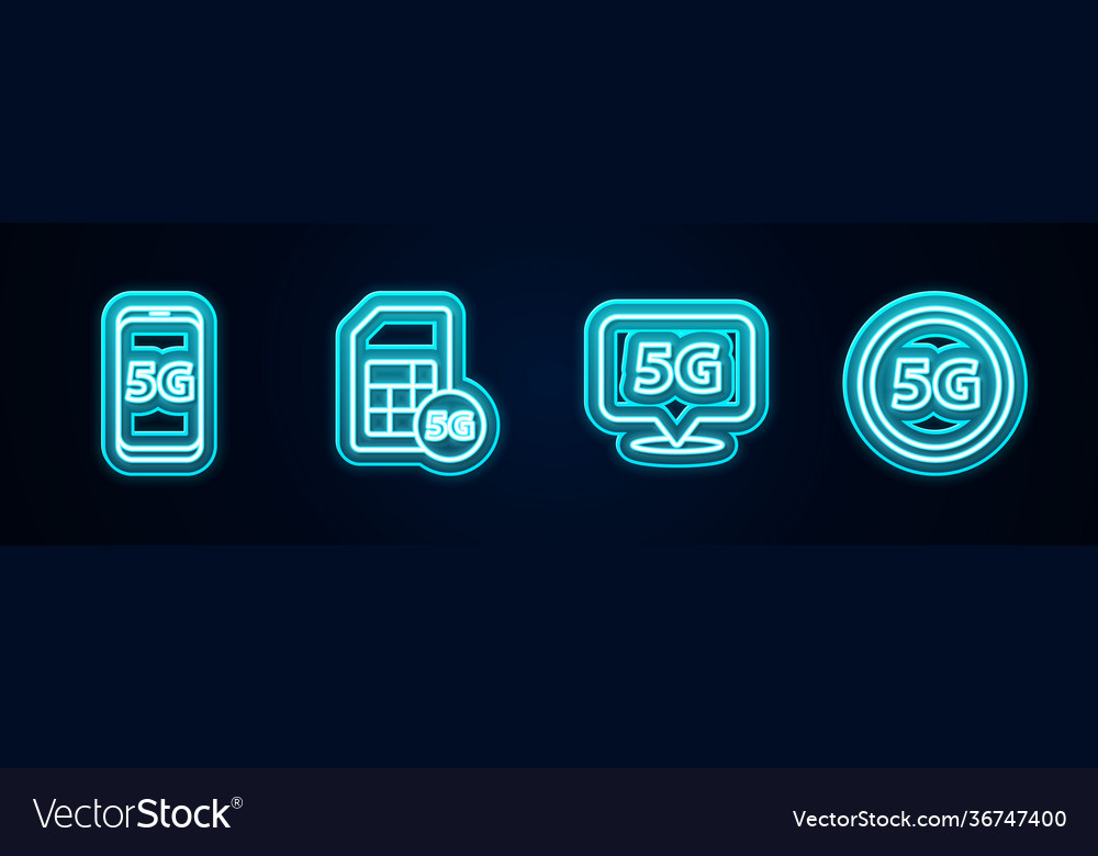 Set line mobile with 5g network sim card Vector Image Set line mobile with 5g network sim card