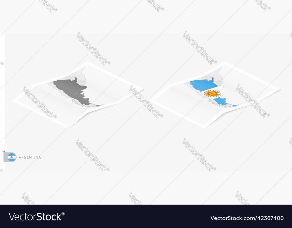 Set of two realistic map argentina with shadow