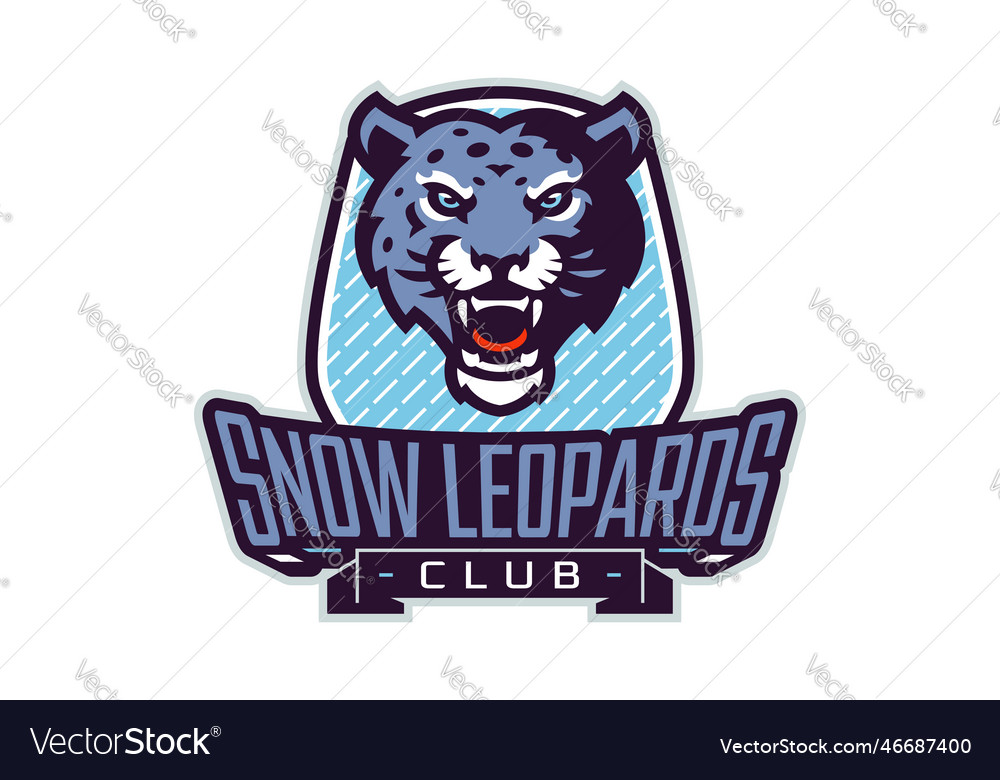 Sports logo with snow leopard mascot colorful Vector Image