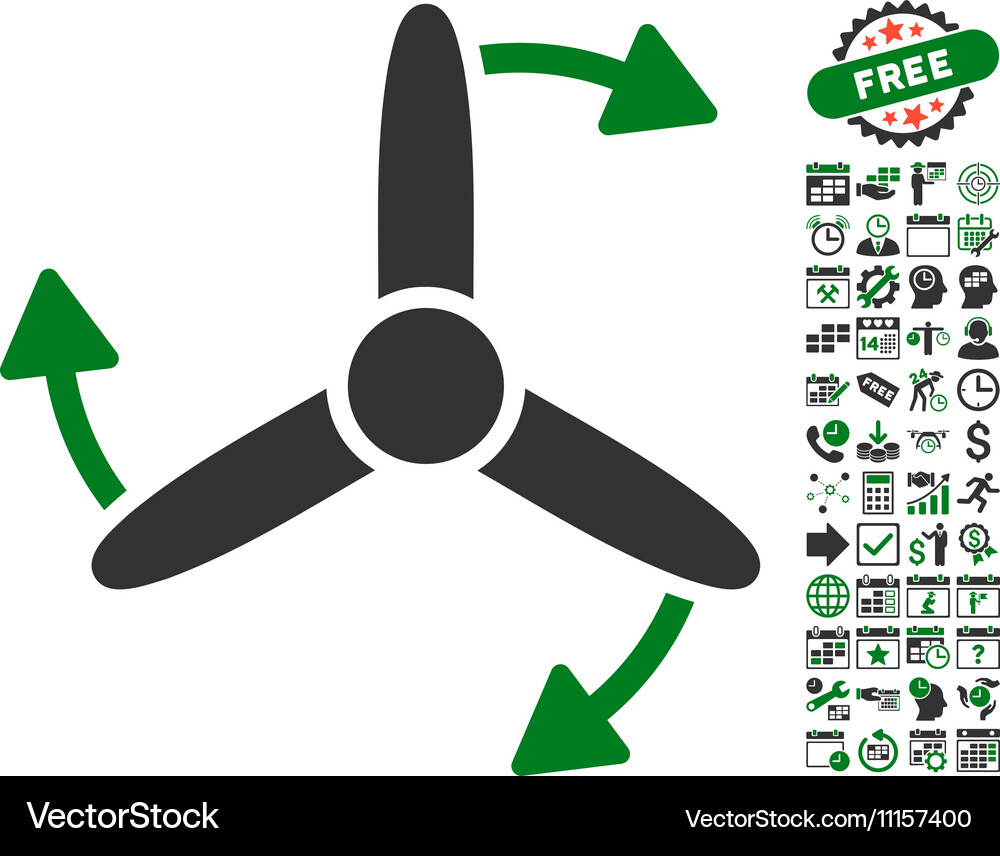 Three bladed screw rotation icon with bonus Vector Image
