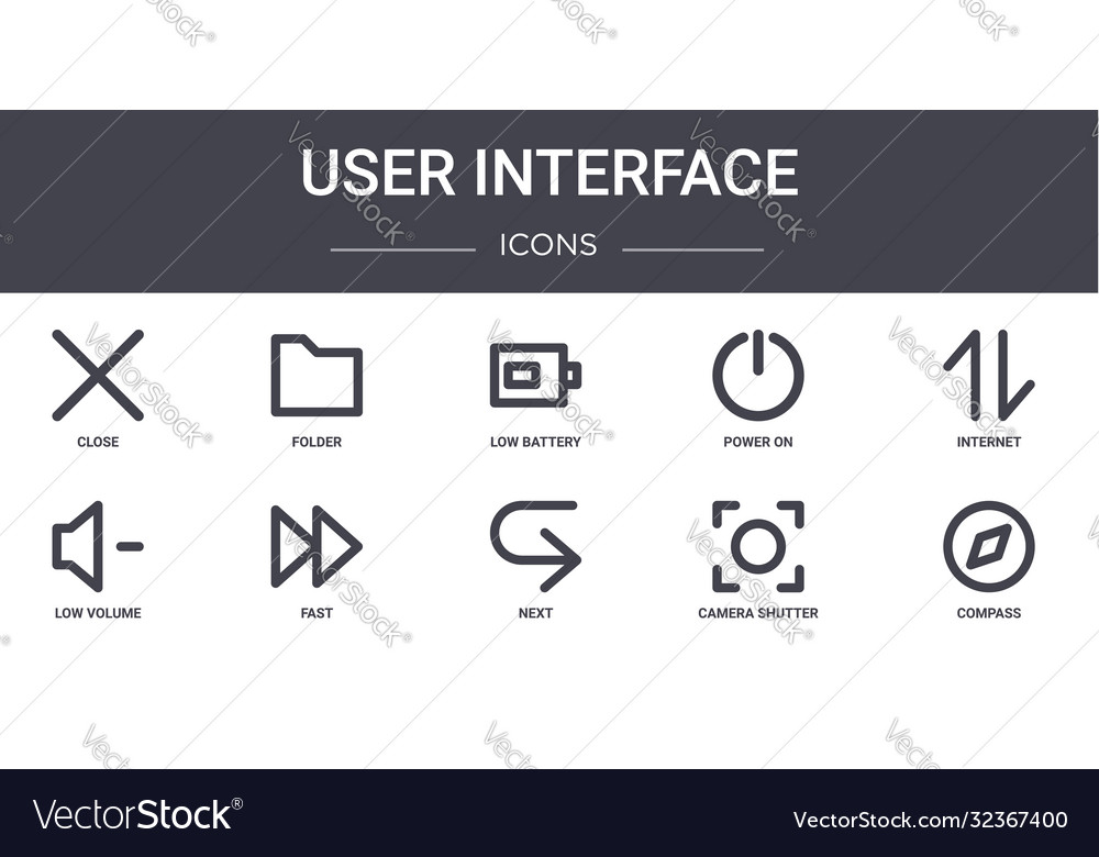 User interface concept line icons set contains vector image User interface concept line icons set contains