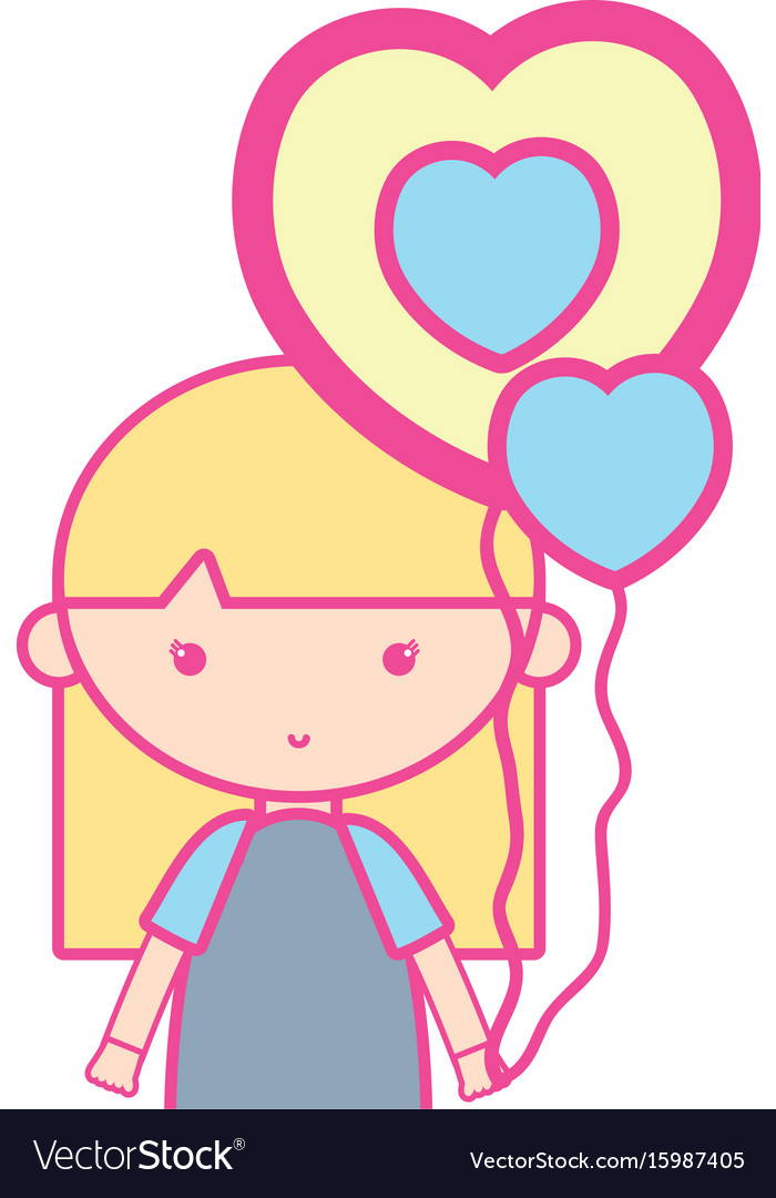 Beauty girl with heart balloons and hairstyle