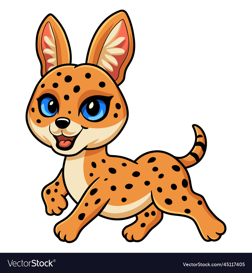 Cute serval cat cartoon walking Royalty Free Vector Image