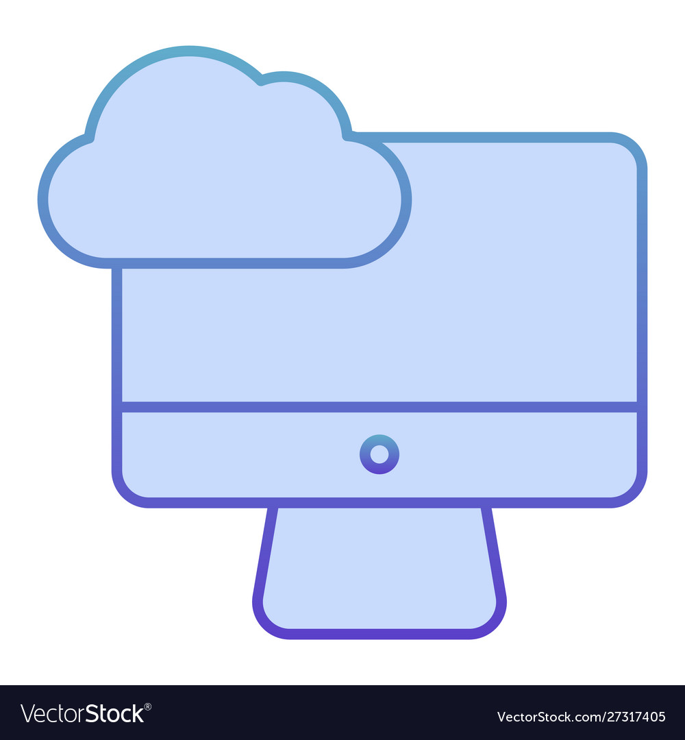 Desktop cloud computing flat icon synchronize