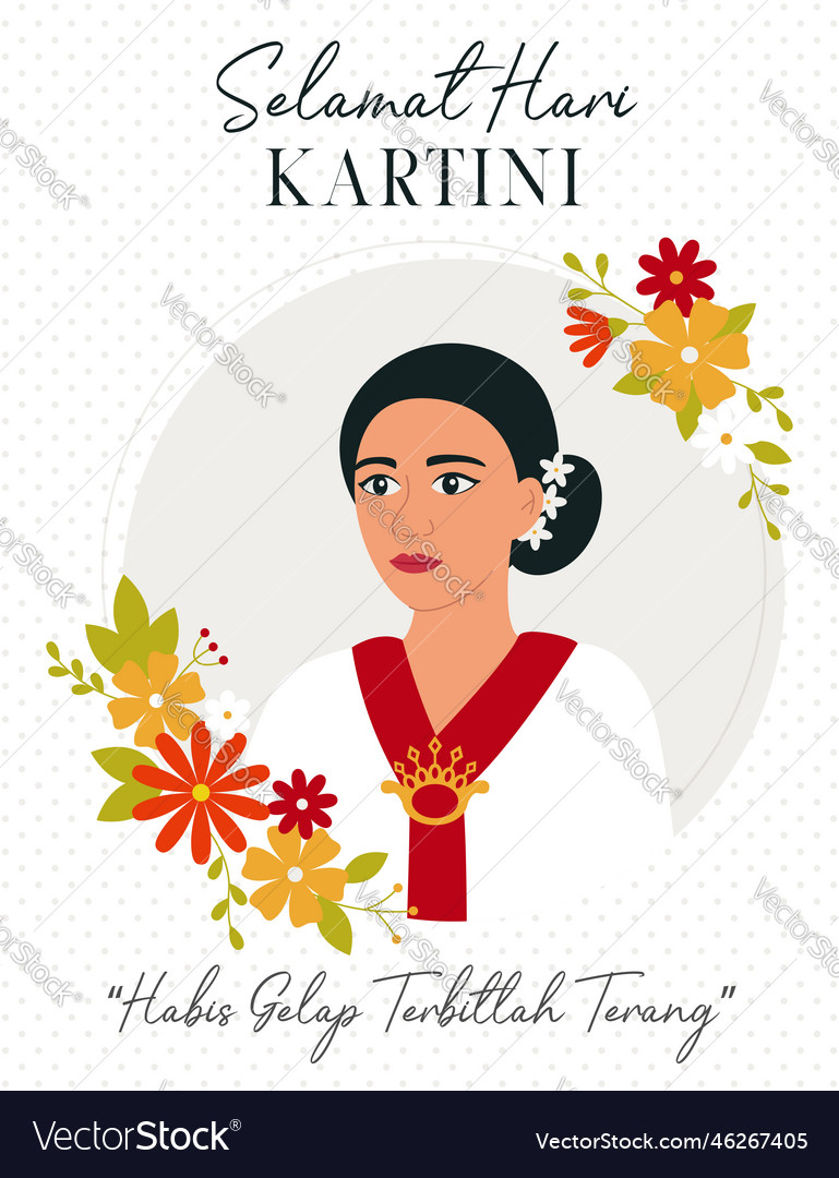 Kartini is woman hero from indonesia selamat hari Vector Image