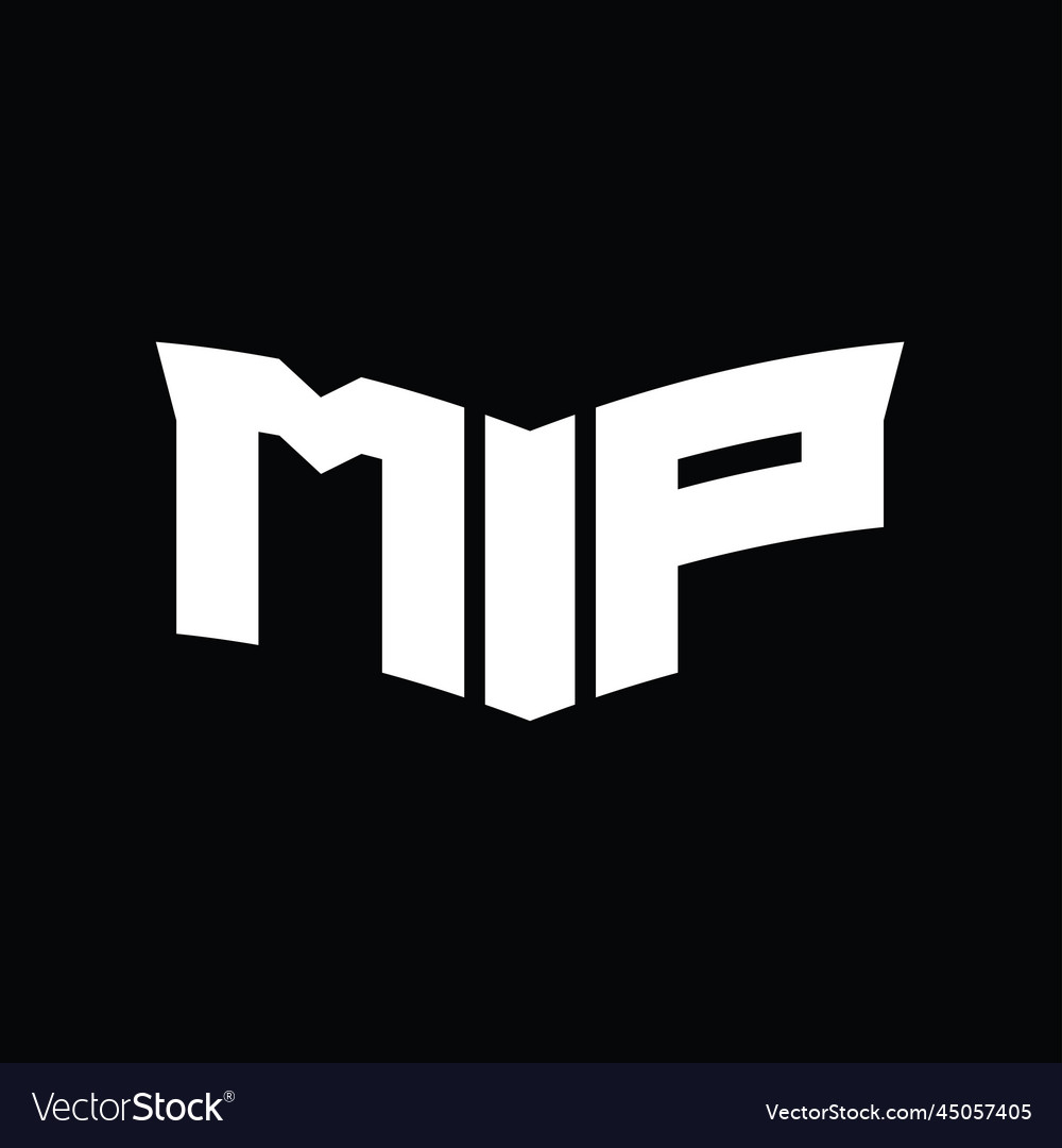 Mp logo monogram with shield slice shape design