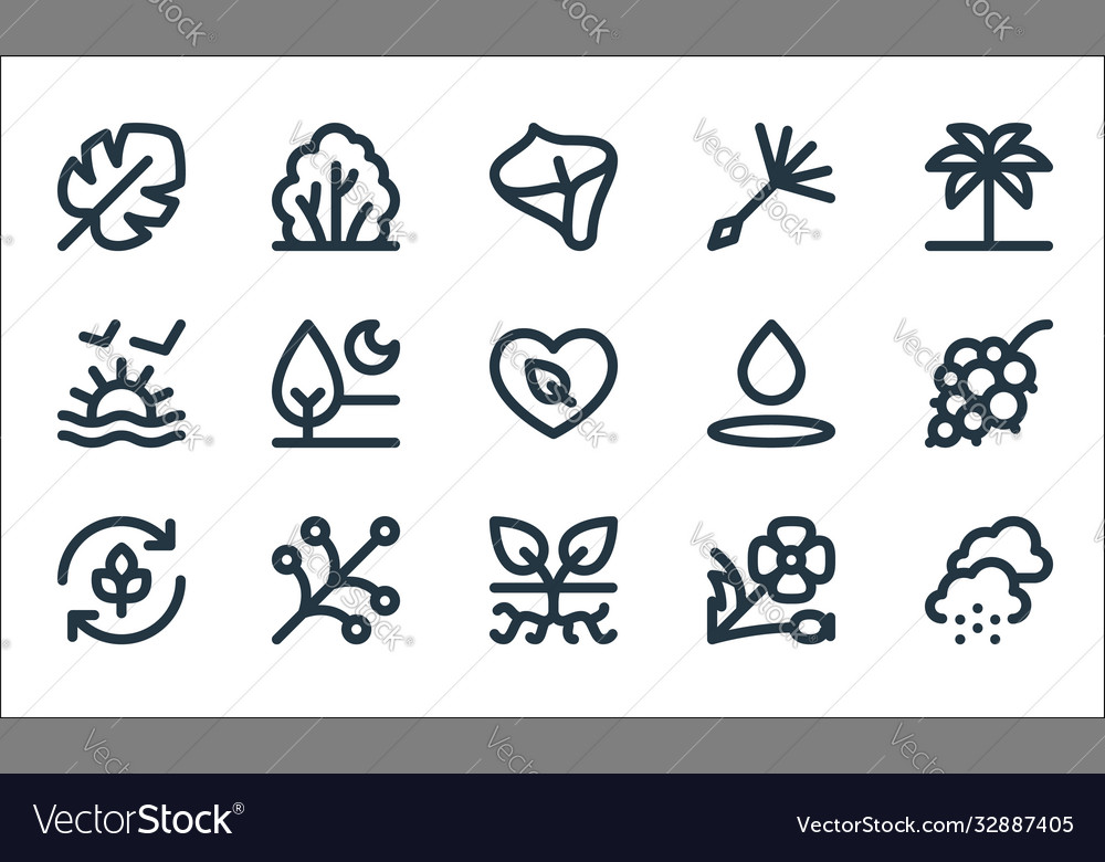 Nature line icons linear set quality