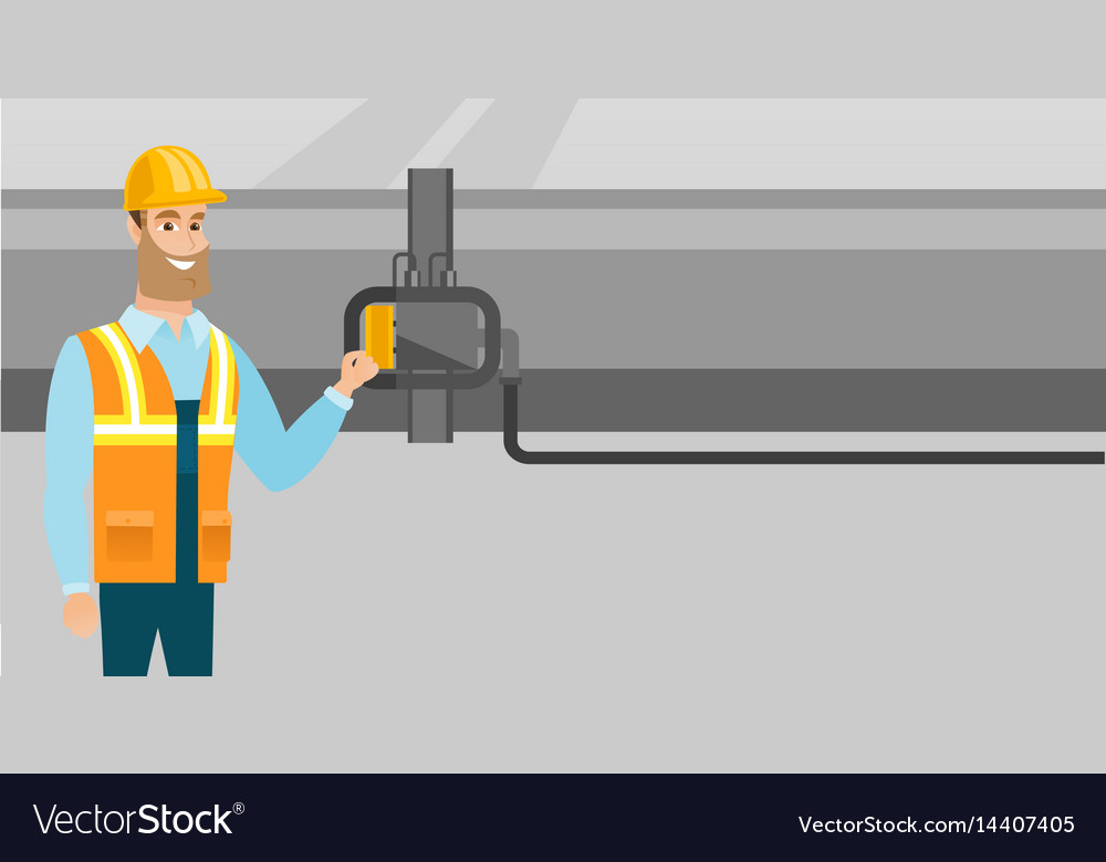 Operator checking detector on gas pipeline