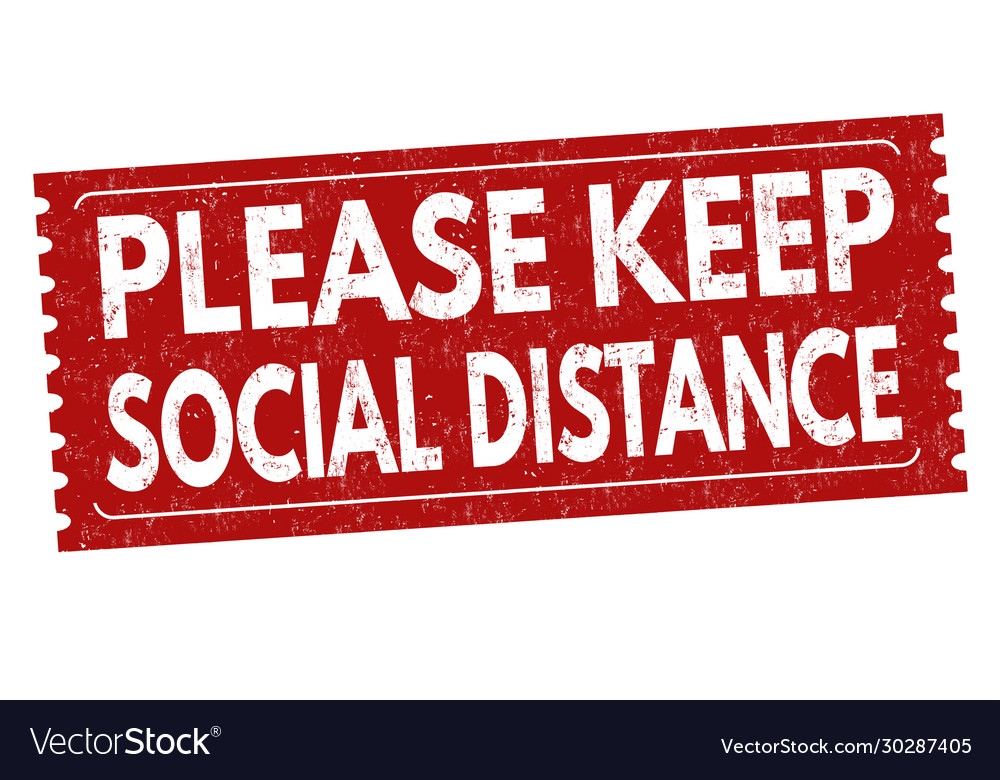 Bitte halten Sie das soziale Distanzzeichen oder Stempel vector image Bitte halten Sie das soziale Distanzzeichen oder Stempel