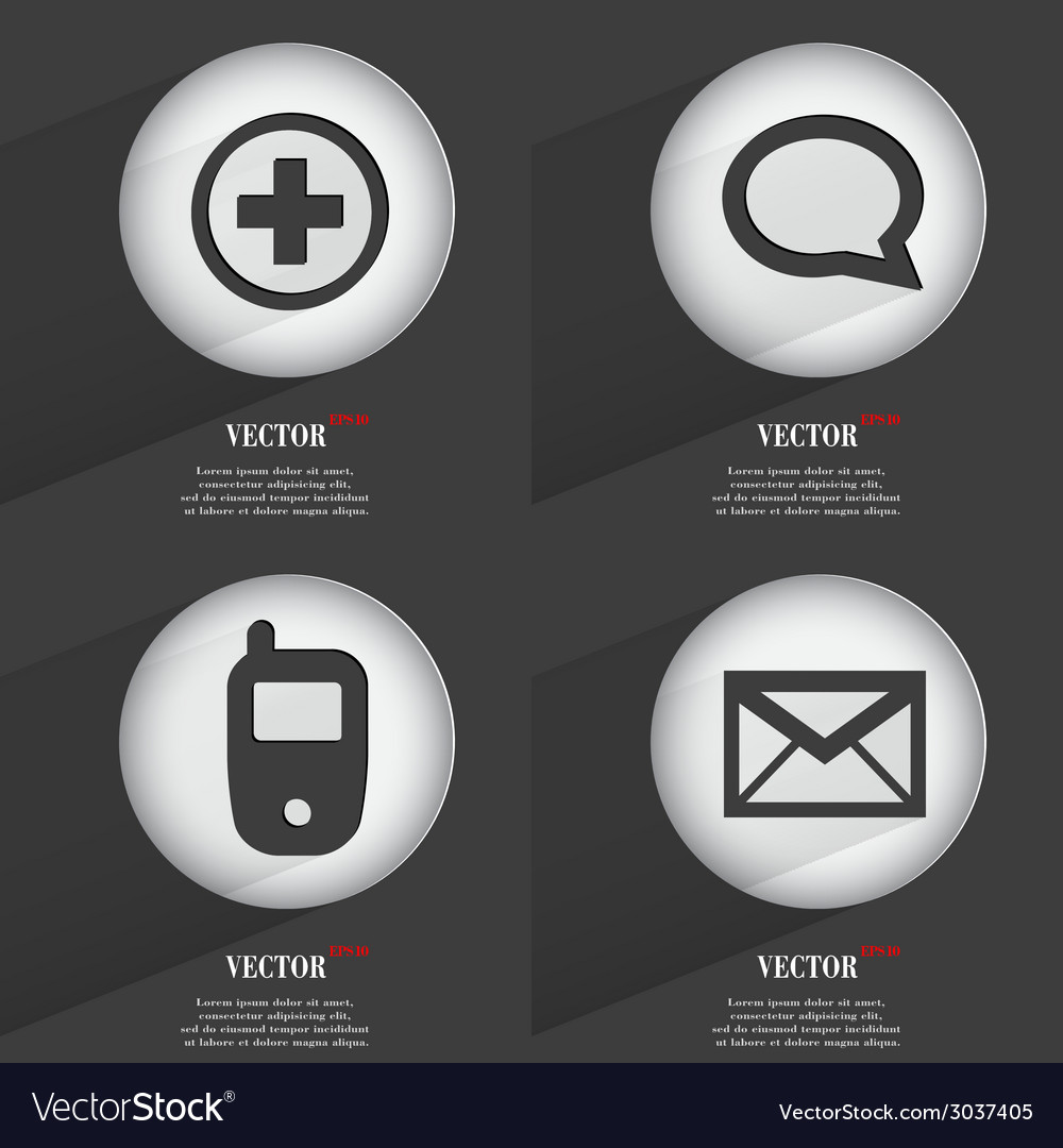 Set of 4 flat buttons icons with shadows
