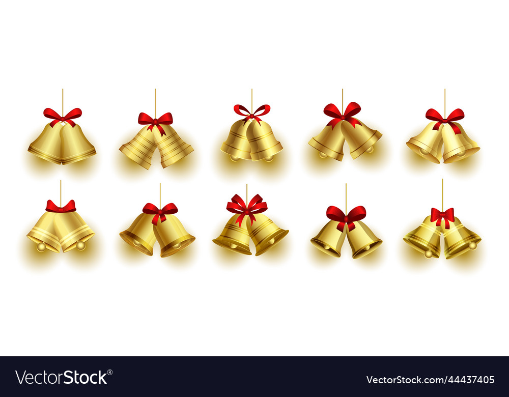 Set of realistic christmas bell design for xmas