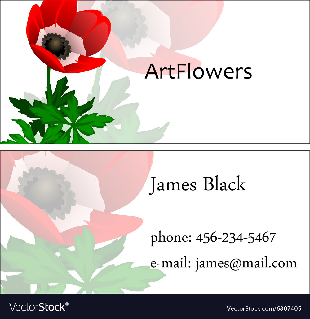 visit card with floral pattern and sample text vector image visit card sample