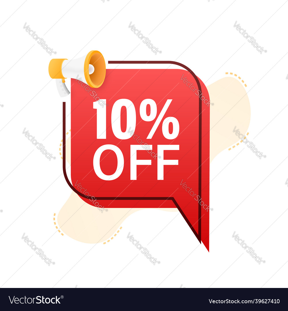 10 Prozent Rabatt Rabatt-Banner mit Megaphon