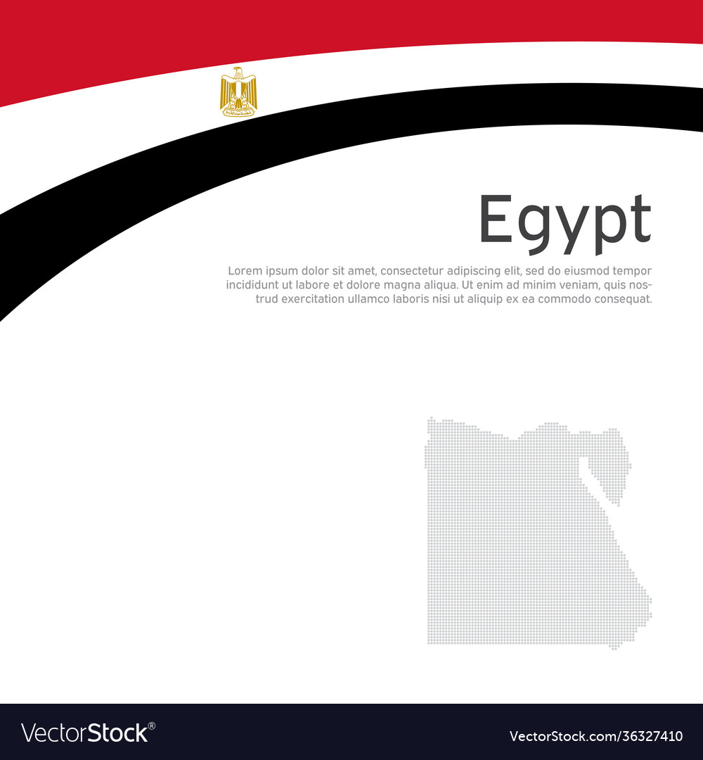 Abstract waving egypt flag and mosaic map