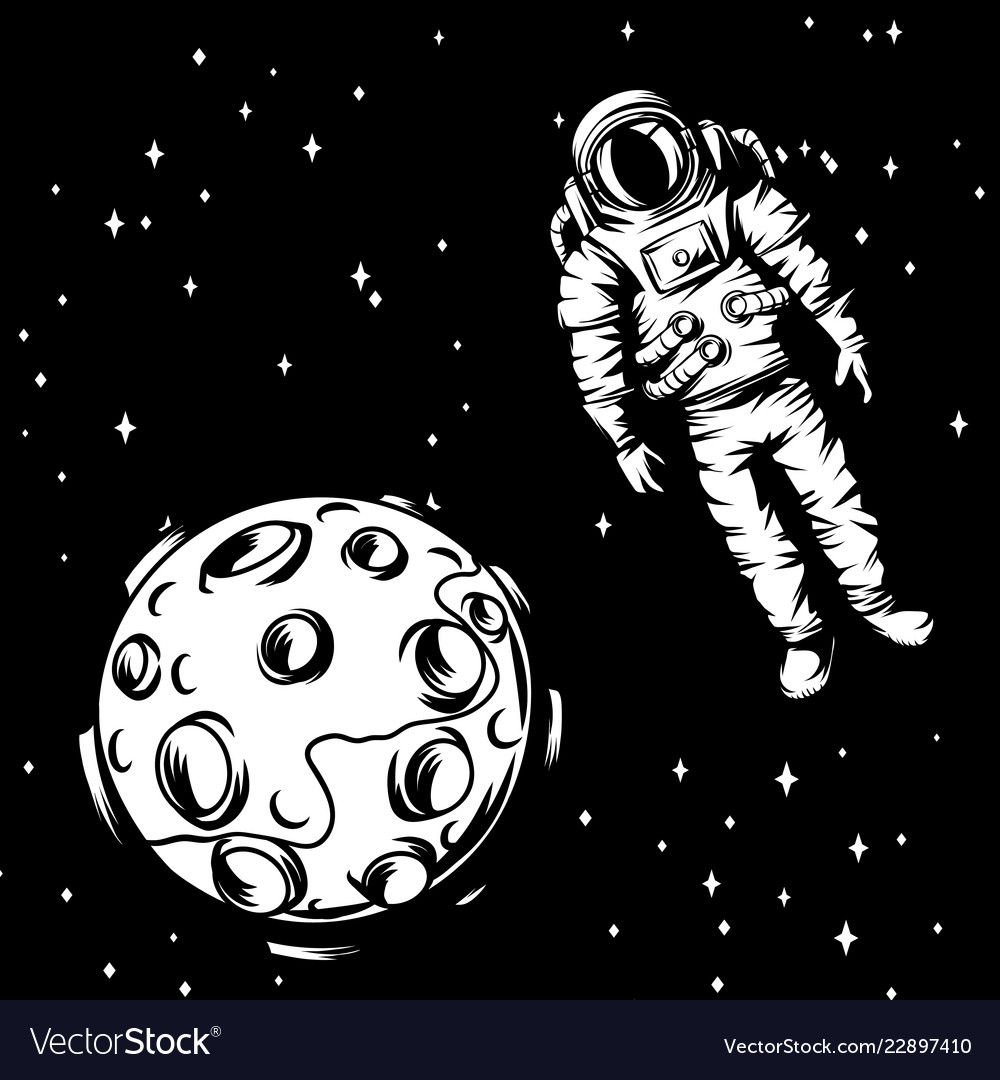 Astronaut in Space with Moon