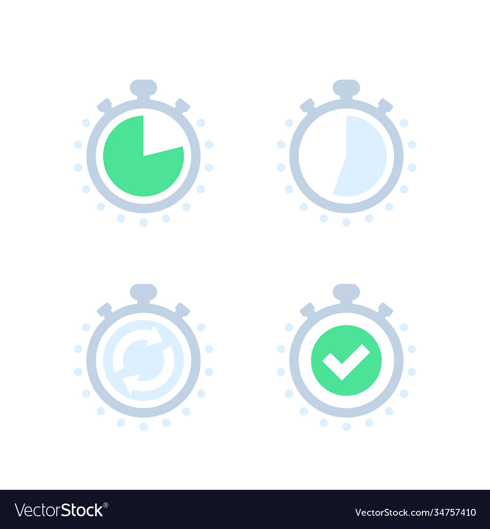 Chronometer timer countdown icons on white
