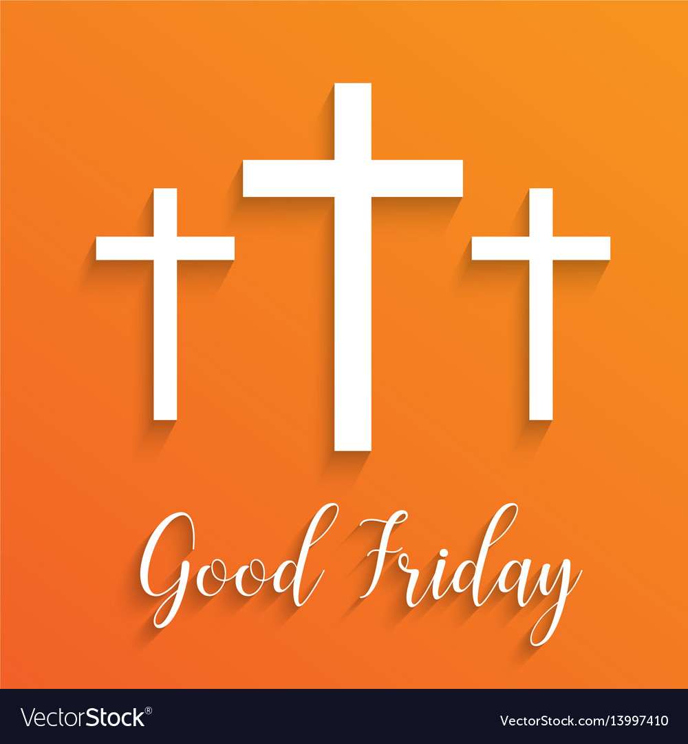 cross-for-good-friday-on-orange-background-vector-image