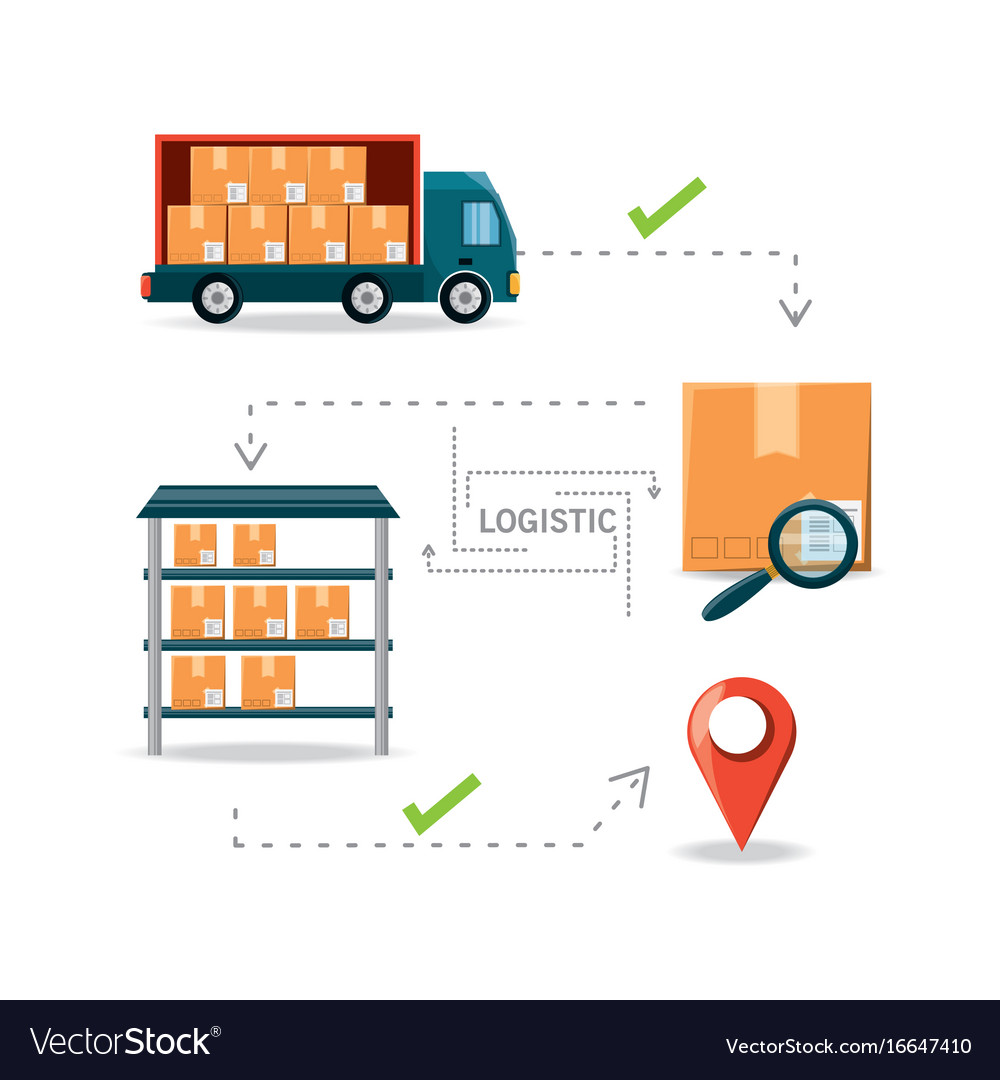 Flat set icon logistic shipping