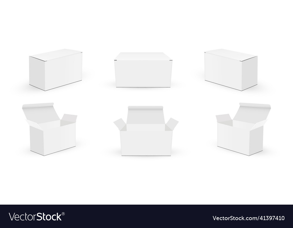 Paper rectangular boxes mockups front and side
