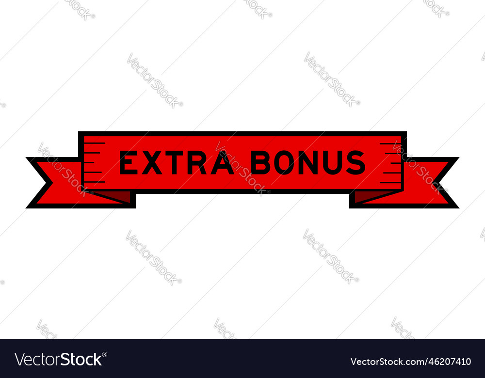 Ribbon label banner with word extra bonus in red