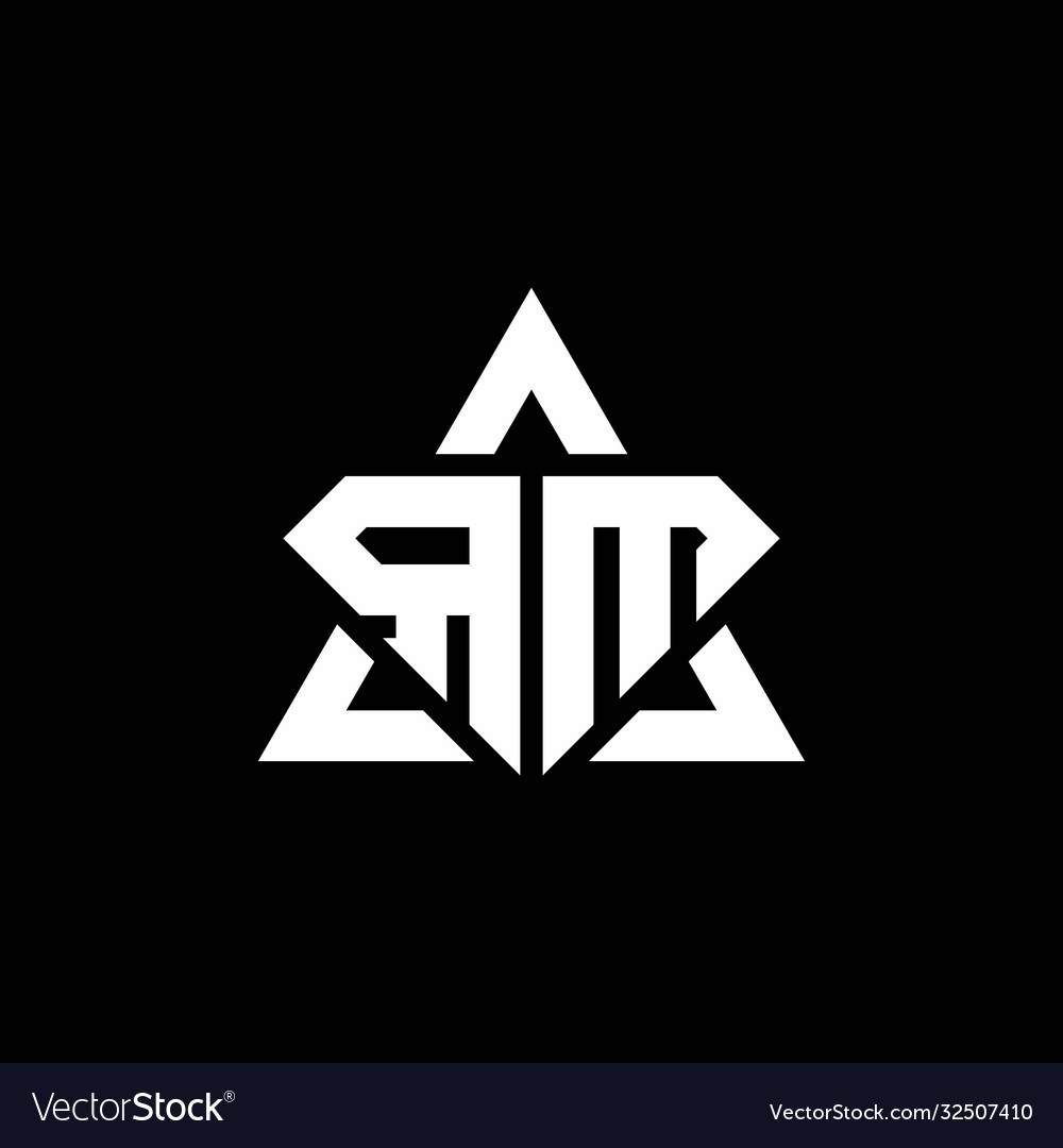 Rm monogram logo with diamond shape and triangle