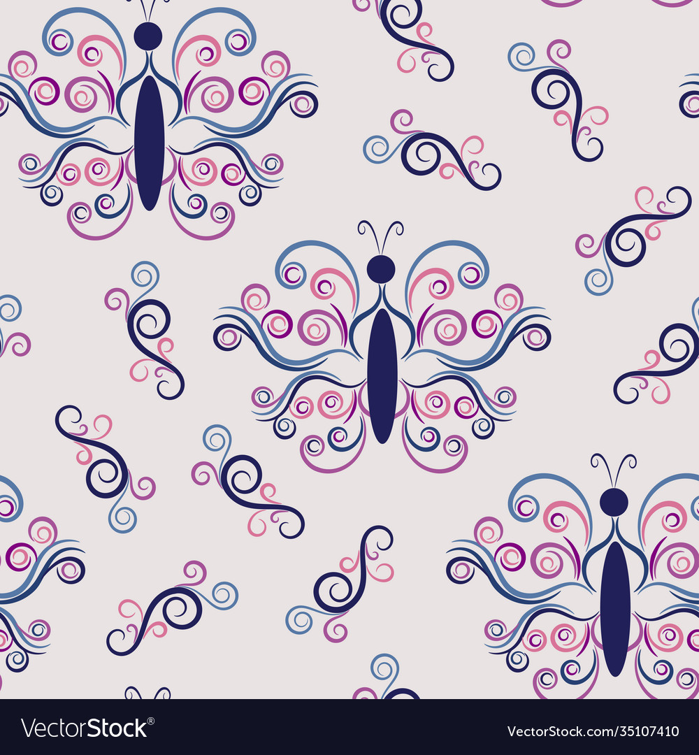 Seamless pattern with butterflies image
